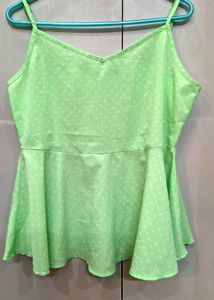 Light Green Polka Dot Peplum Top