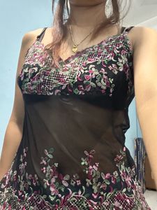 cute black transparent top