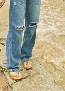 Distressed Blue Denim Jeans