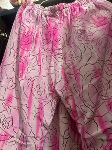 Pink Rose Print Kurta set