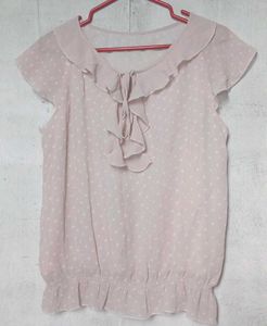 Cute Ruffle Dot Print Top