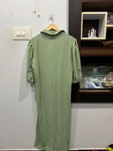 Sage Green Tie-Front Shirt Dress