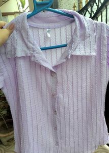Lavender Textured Button-Up Shirt