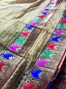 Embroidered Blue &amp; Green Saree