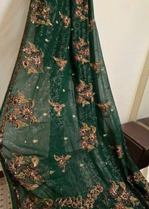 Emerald Green Sequined Saree