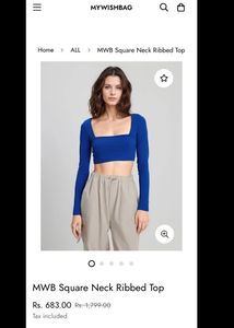 NWT Royal Blue Square Neck Top