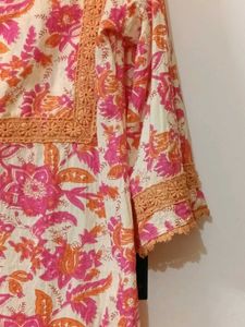 Vibrant Floral Print Kurta Set with Dupatta