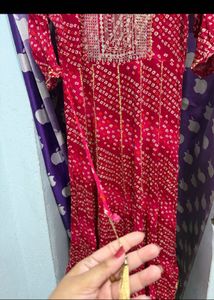 Beautiful Red Bandhani long Kurta