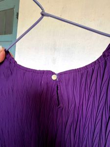 Women's Purple Embellished Bell Sleeve Top