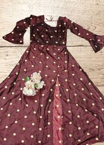 Maroon Polka Dot Anarkali Dress