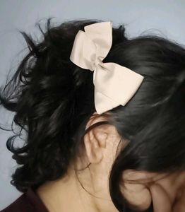 Cute Beige Ribbon Bow Hair Clip