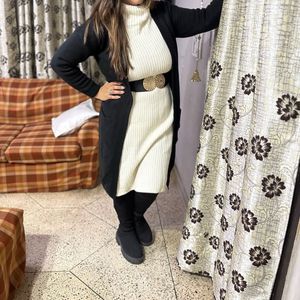 Stylish Knit Dress with Cardigan