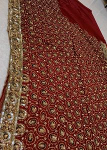 bridal full work Maroon Sequin Dress Material