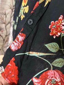Men's Black Floral Print Shirt