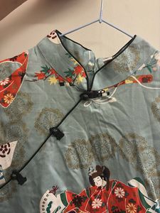 Elegant Japanese Print Cheongsam Dress