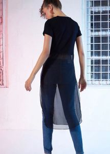 Sheer Overlay Long Tunic Top