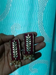 Elegant Pearl & Stone Drop Earrings
