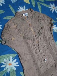 Boho Brown Button-Up Dress