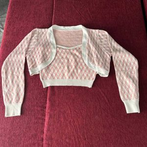 Pink Crop Top with Jacket 2-peice