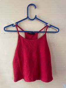 Ribbed Red Tank Top