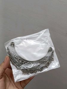 Boho Silver Oxidized Choker Necklace