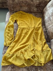 Stylish Mustard One-Shoulder Dress