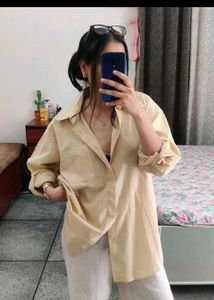 Mustard beige oversized shirt