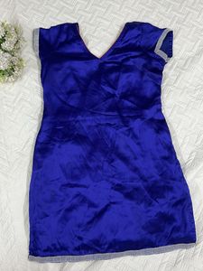 Royal Blue Silk kurti with diamond studded border