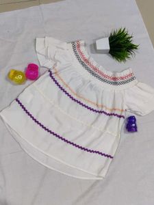 White Smocked Off-Shoulder top