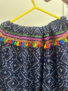 Bohemian Navratri Traditional Print Tassel Skirt