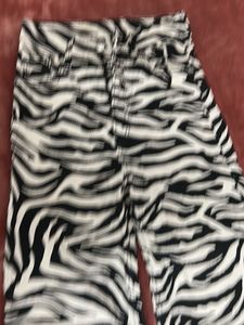 Women's Zebra Print Wide Leg Jeans