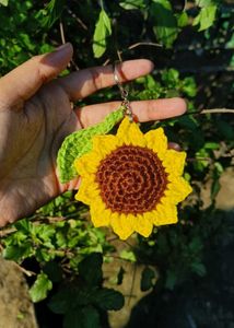 Crocheted Sunflower Keychain