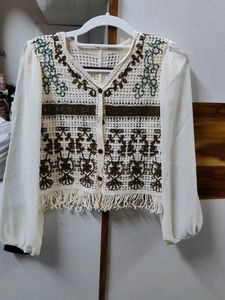 Bohemian Crochet & Embroidered Blouse