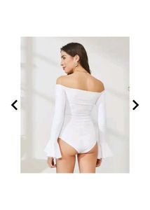 Off-Shoulder White leotard top