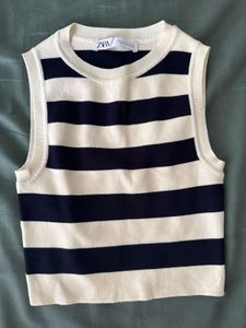 Zara Striped Sleeveless Knit Top