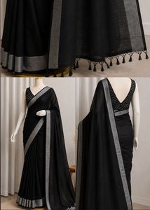 Elegant Black Saree with Blouse Material