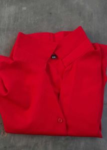 Chic Red Oversized Button-Up Shirt