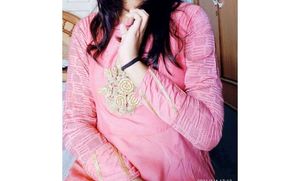 Stylish Pink Kurta with Golden Embroidery