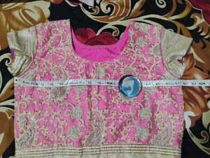 Elegant Pink &amp; Gold Anarkali Gown