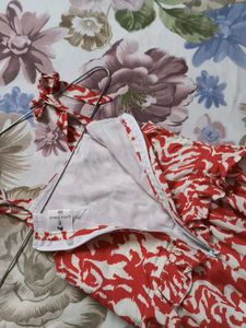 Kid Red &amp; White Printed Ruffle Dress