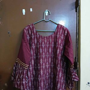 Maroon Embroidered Kurta Set