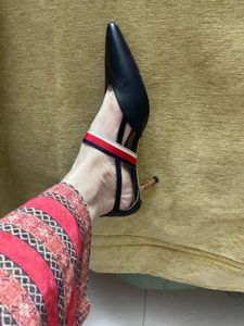 Black Pointed Toe Heels with Ankle Strap