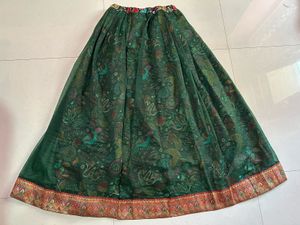 Emerald Green Patterned Maxi Skirt