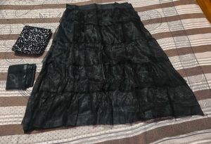Elegant Black Ethnic unstitched lehenga choli