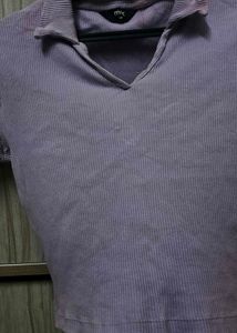 Cute Purple Ribbed Top