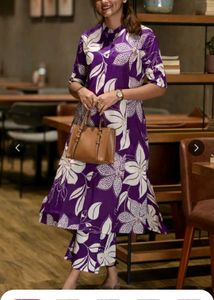 Vibrant Purple Floral Kurta Set