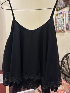 Elegant Black Lace Trim Camisole Top