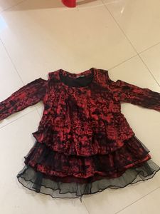 Red With Black Jean Top
