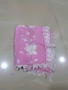 Pink Floral scaff with Lace Trim