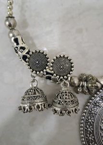 Oxidized Silver Necklace &amp; Earring Set